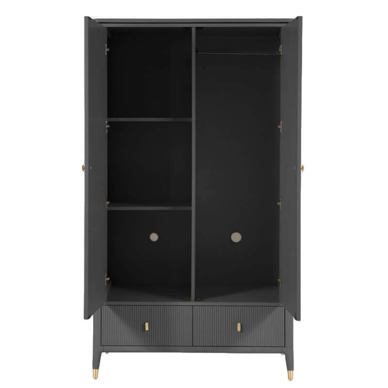 Davina Ebony 2 Door 2 Drawer Wardrobe With Gold Handles 6 Davina Ebony 2 Door 2 Drawer Wardrobe With Gold Handles - Image 4