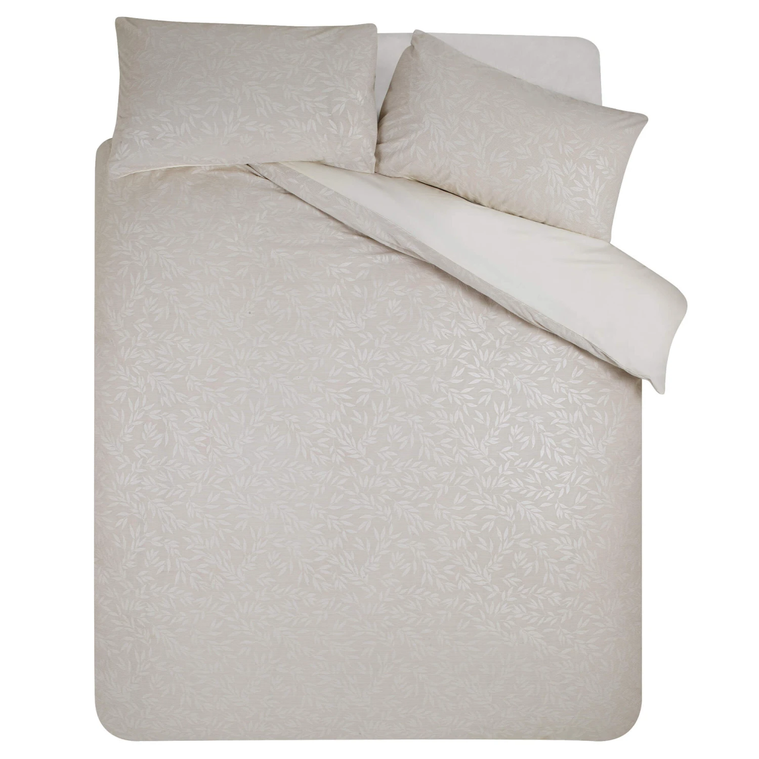 Catherine Lansfield Corded Leaves Champagne Single Duvet Set 4 Catherine Lansfield Corded Leaves Champagne Single Duvet Set - Image 2