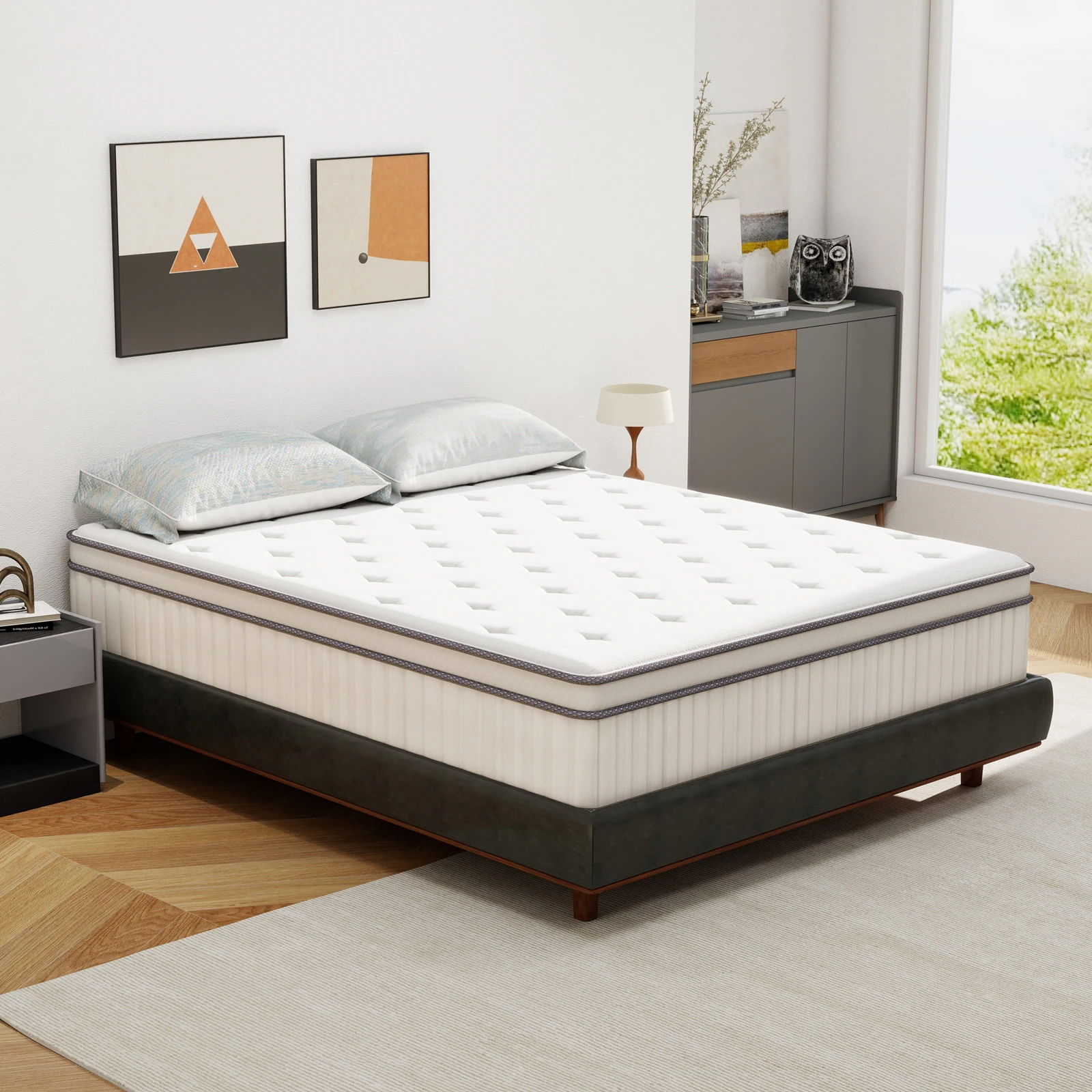 Housing Units Store -Housing Units Store 12 Inch Hybrid Memory Foam Mattress in a Box with Pocket Springs for Motion Isolation Pressure Relief