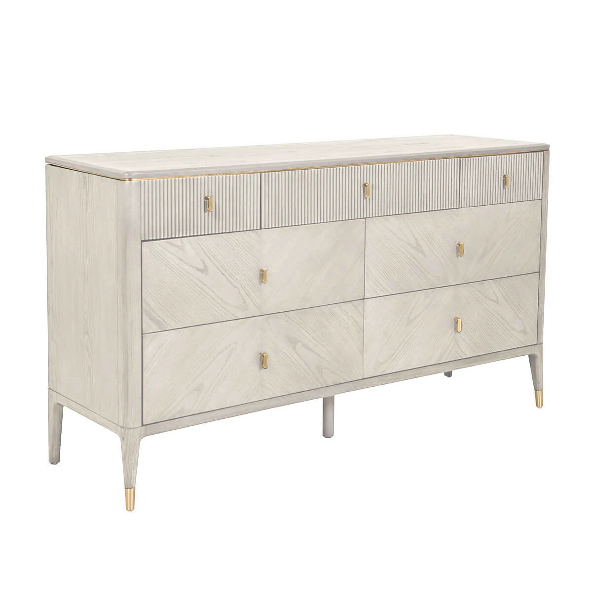 Davina Stone 7 Drawer Wide Chest With Gold Handles 4 Davina Stone 7 Drawer Wide Chest With Gold Handles - Image 2