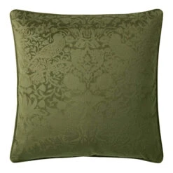 William Morris Strawberry Thief Embossed Olive Cushion