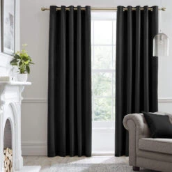 Laurence Llewelyn-Bowen Montrose Black Blackout Eyelet 66" X 54" Curtains