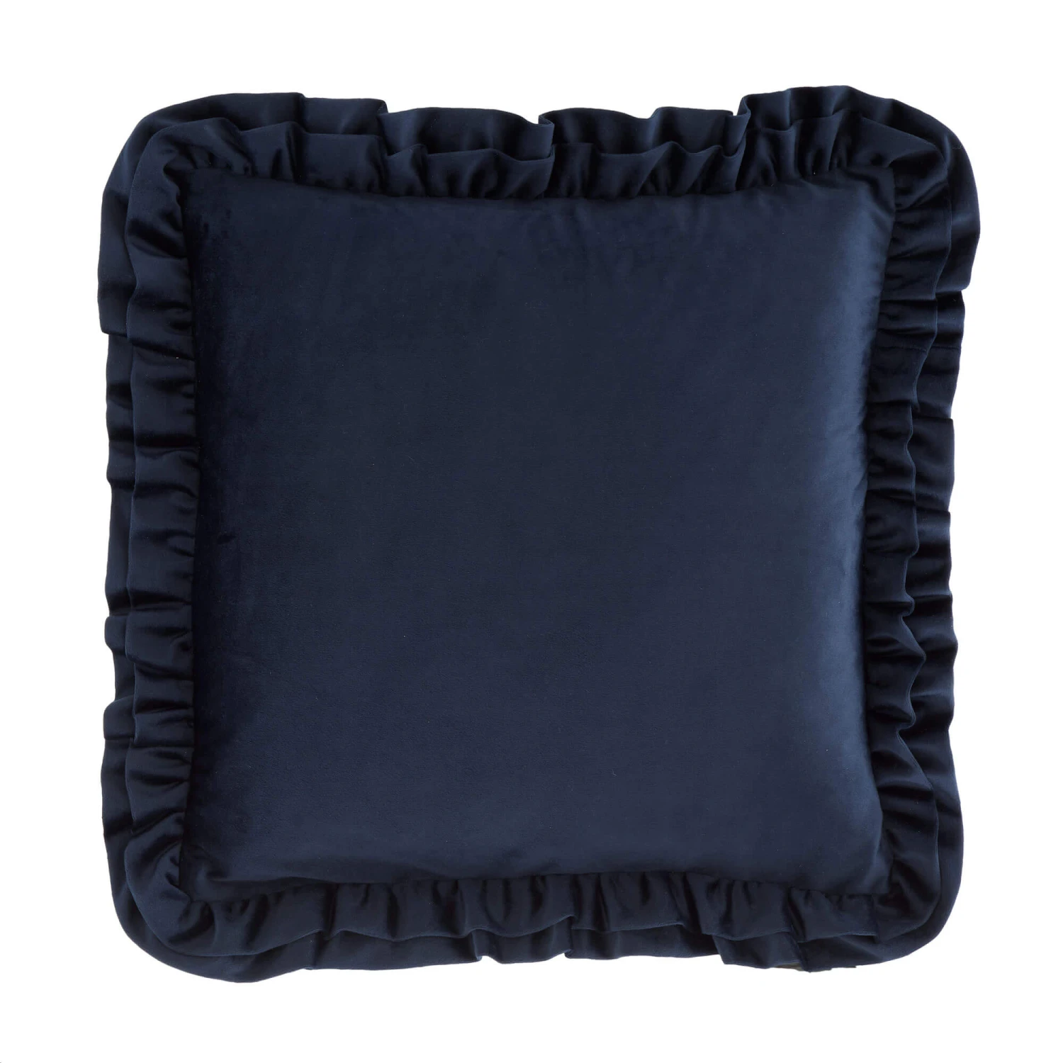 Catherine Lansfield Matt Velvet Navy Double Frill Cushion 4 Catherine Lansfield Matt Velvet Navy Double Frill Cushion - Image 2