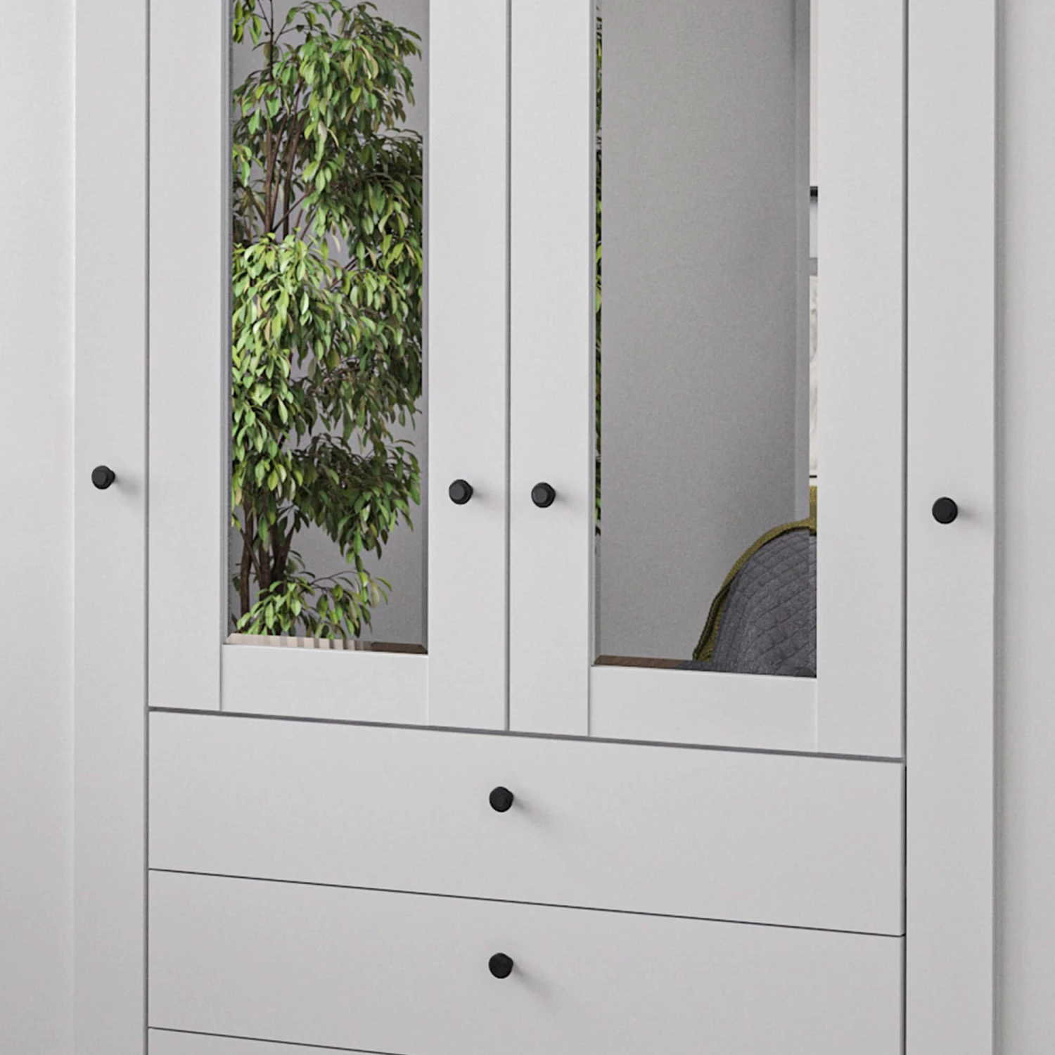 Latero 200cm White Combi Wardrobe With Mirrors 4 Latero 200cm White Combi Wardrobe With Mirrors - Image 2