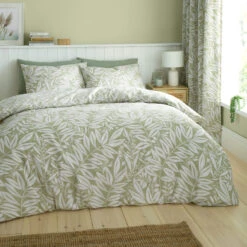 Catherine Lansfield Sorrel Leaf Green Kingsize Duvet Set