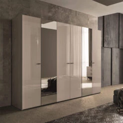 Caren High Gloss Pearl Line 6 Door Wardrobe