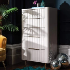 Lisette Ivory 5 Drawer Tall Chest