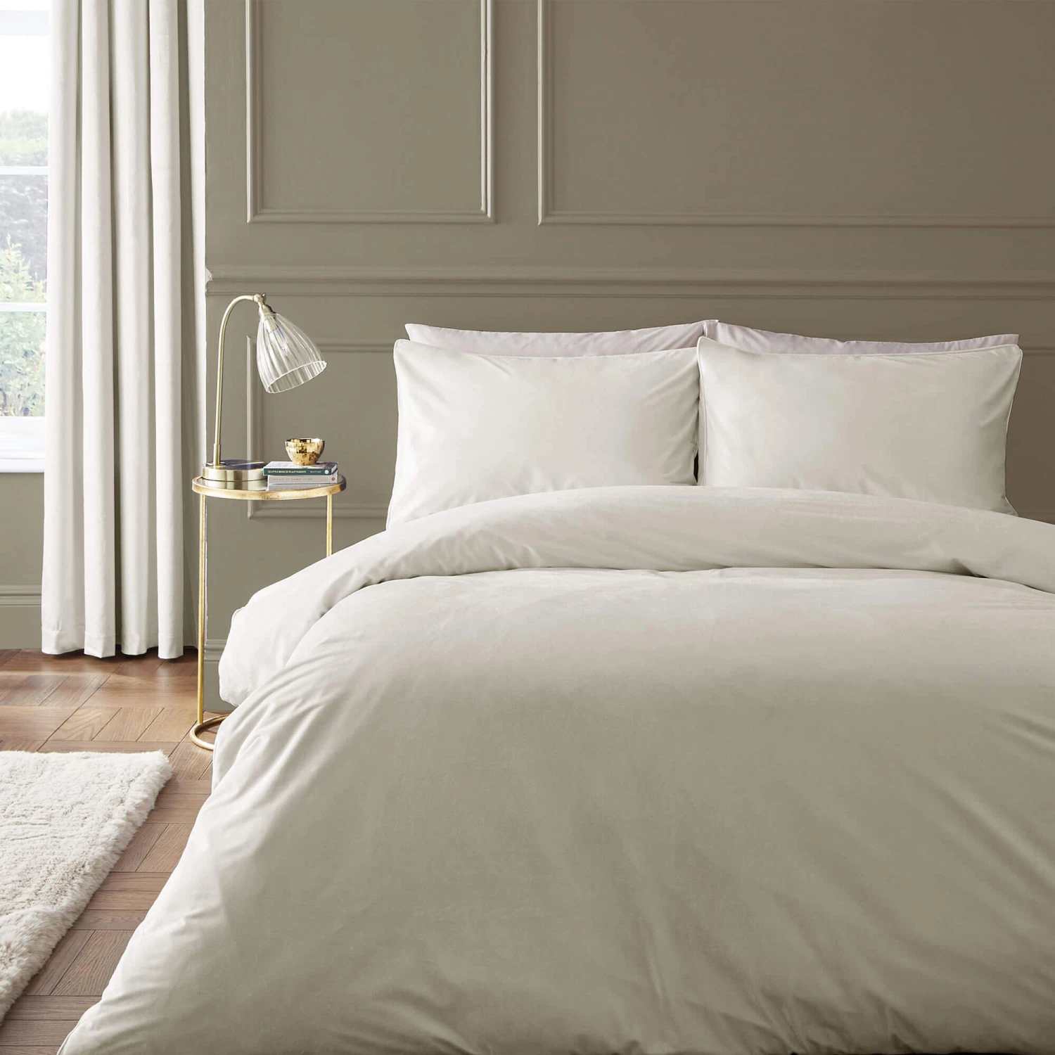 Catherine Lansfield Kingsley Matt Velvet Cream Bedding Collection 4 Catherine Lansfield Kingsley Matt Velvet Cream Bedding Collection - Image 2