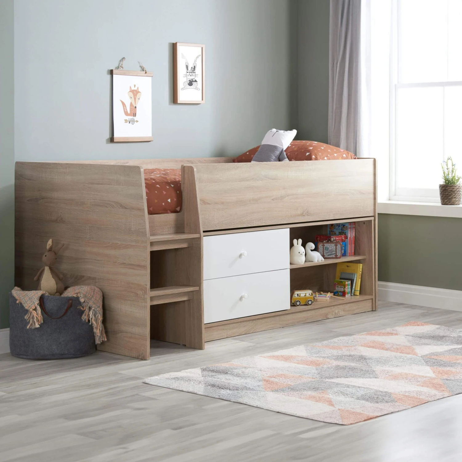 Leyton Cabin Bed In White & Oak 3 Leyton Cabin Bed In White & Oak