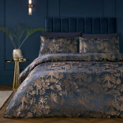 Soiree Midnight Palm Navy Bedding Collection