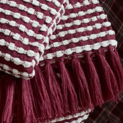 Catherine Lansfield Stab Stitch Burgundy Throw -Housing Units Store 6954d154306af3e88b5ab6ee3be91958