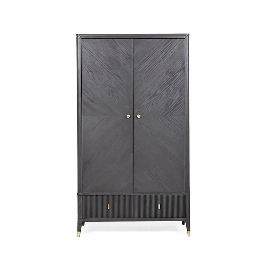 Davina Ebony 2 Door 2 Drawer Wardrobe With Gold Handles 4 Davina Ebony 2 Door 2 Drawer Wardrobe With Gold Handles - Image 2