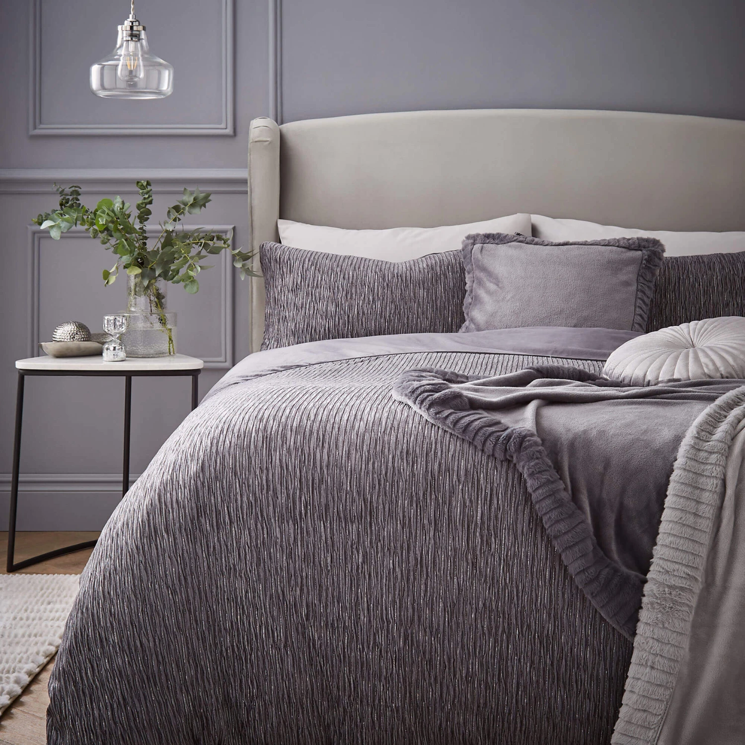 Catherine Lansfield Allure Sparkle Grey Superking Duvet Set 3 Catherine Lansfield Allure Sparkle Grey Superking Duvet Set