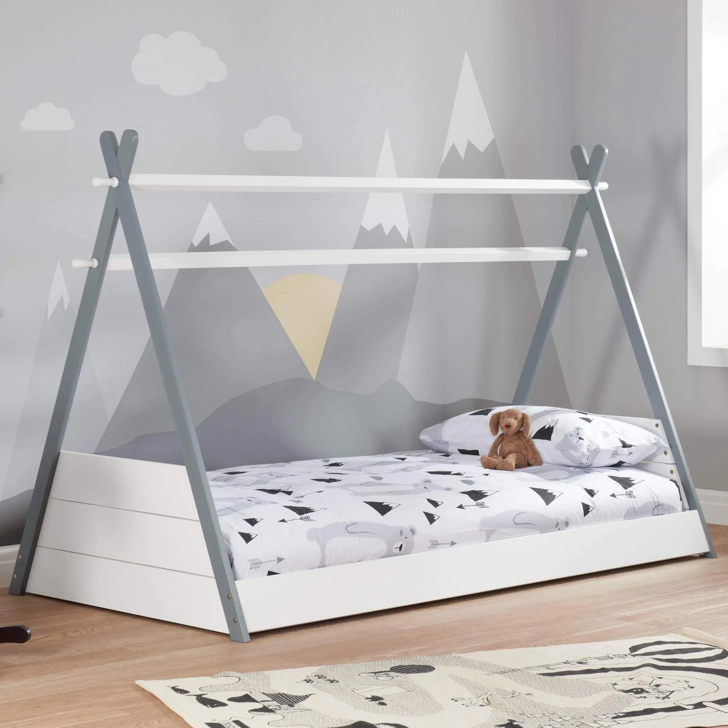 Teepee White & Grey Single Children’s Bed Frame 3 Teepee White & Grey Single Children’s Bed Frame