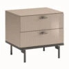 Caren High Gloss Pearl Line 2 Drawer Night Stand