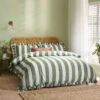 Riva Paoletti Birdie Stripe Ruffle Bay Green Double Duvet Set -Housing Units Store 864928a339b0d445e93fdc0b89156551 1
