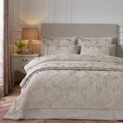 Catherine Lansfield Opulent Jacquard Champagne Bedspread
