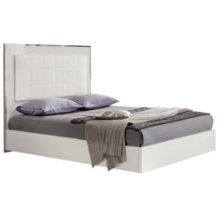 Rosso High Gloss White Superking Bed Frame Without Storage Or Lights