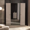 Caren High Gloss Pearl Line 4 Door Wardrobe