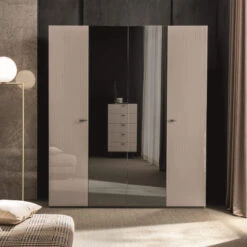 Caren High Gloss Pearl Line 4 Door Wardrobe