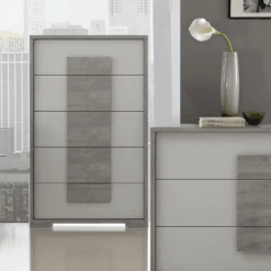 Ovidia Grey Tall Chest Of Drawers