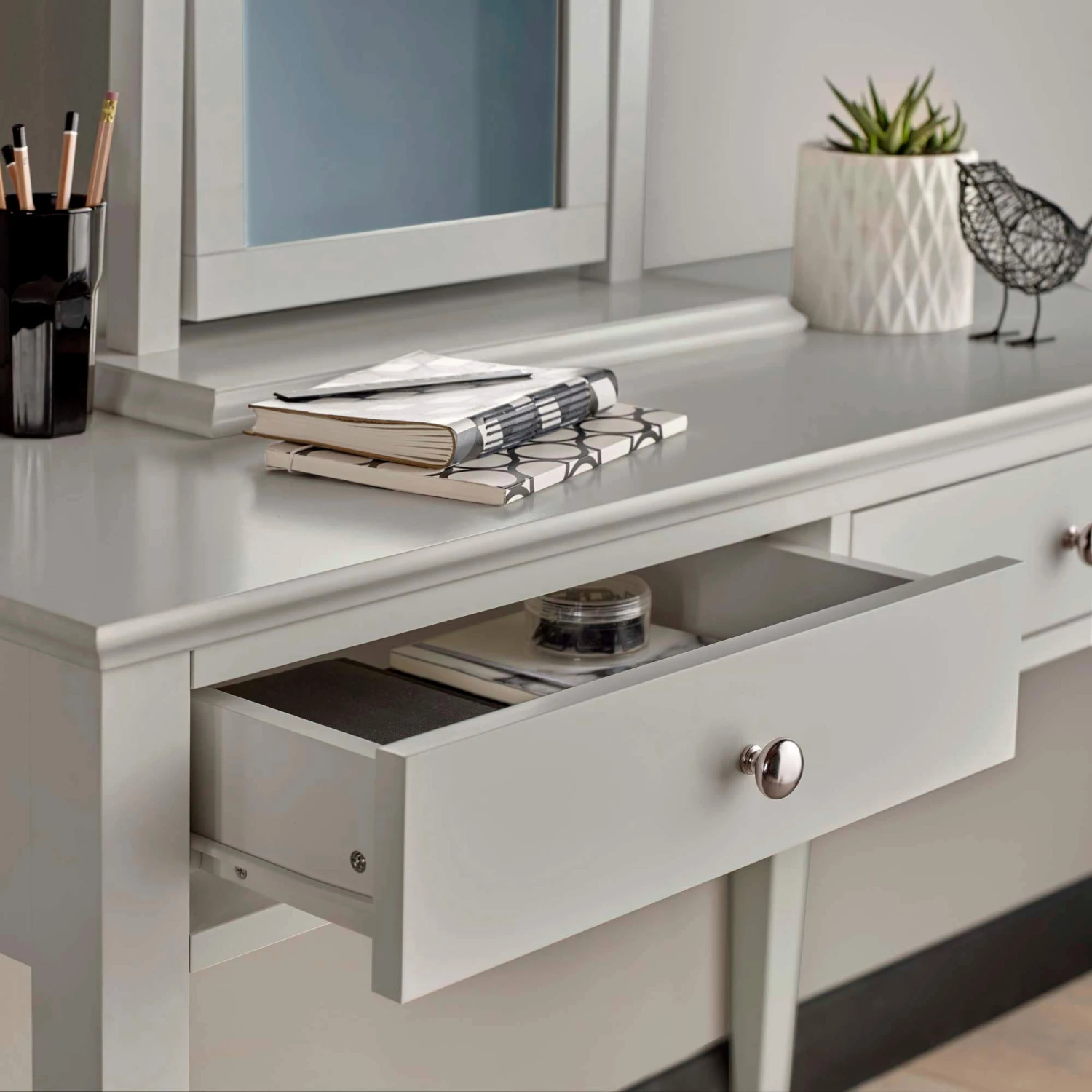 Ascot Soft Grey 2 Drawer Dressing Table 4 Ascot Soft Grey 2 Drawer Dressing Table - Image 2