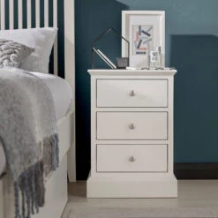 Ascot White 3 Drawer Nightstand