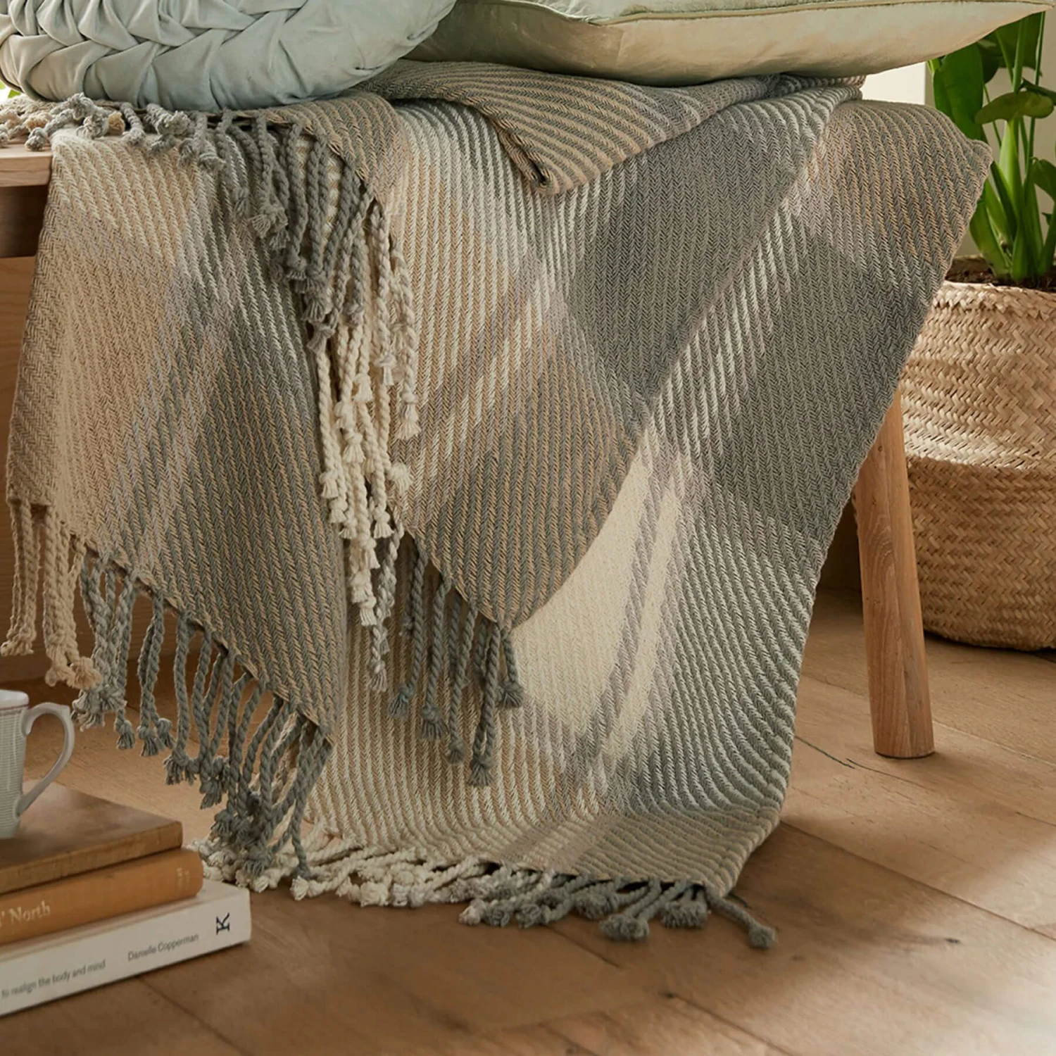 Laura Ashley Dylan Steel Woven Check Throw 3 Laura Ashley Dylan Steel Woven Check Throw