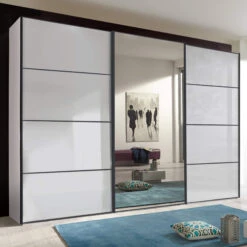 Matera 225cm White Sliding Mirrored Wardrobe