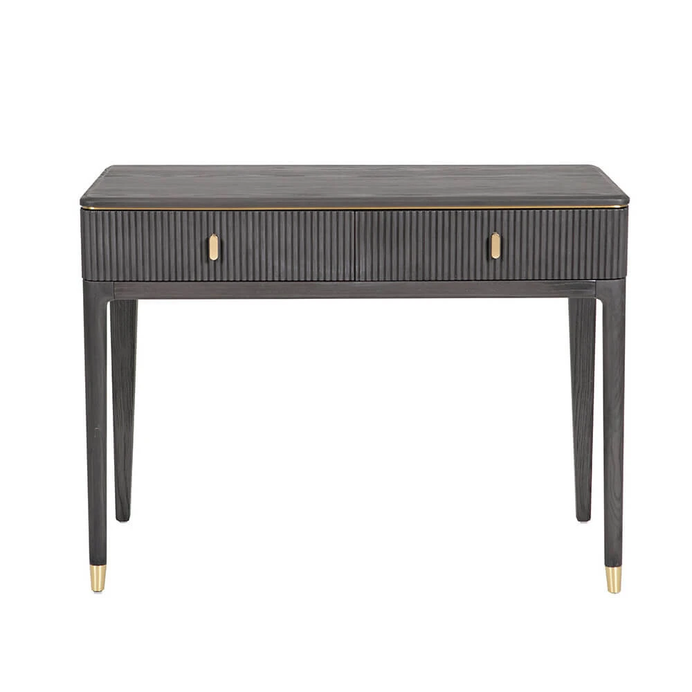 Davina Ebony 2 Drawer Dressing Table With Gold Handles 4 Davina Ebony 2 Drawer Dressing Table With Gold Handles - Image 2