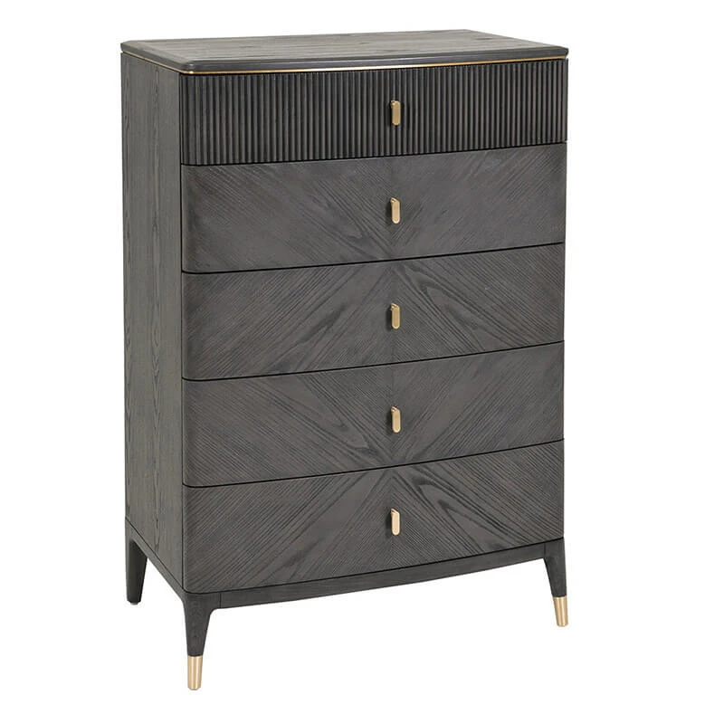 Davina Ebony 5 Drawer Tall Chest With Gold Handles 3 Davina Ebony 5 Drawer Tall Chest With Gold Handles