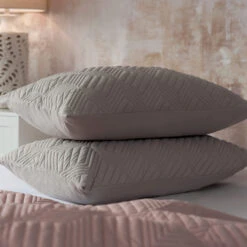 Belledorm Lisbon Soft Grey Pillow Sham Pair