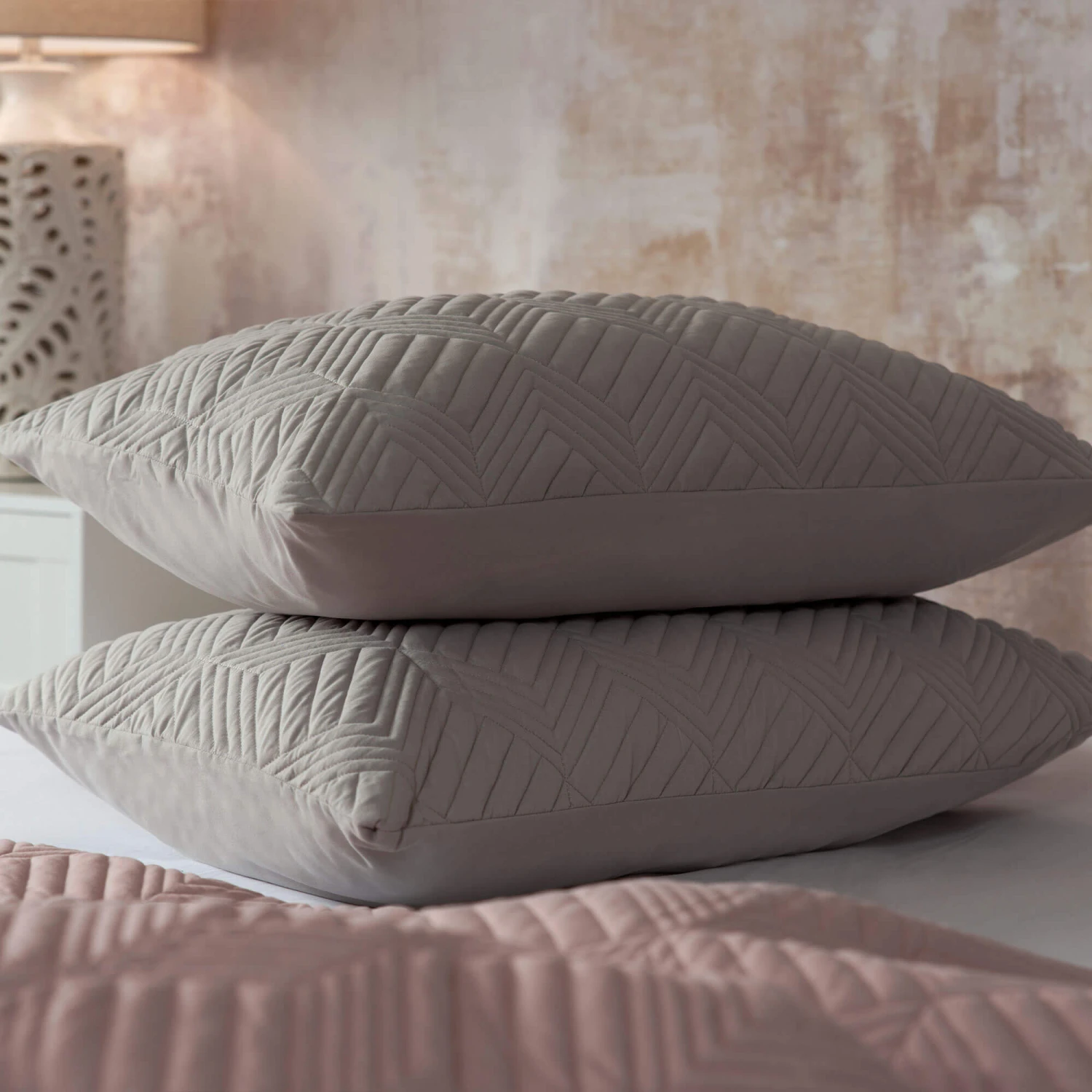 Belledorm Lisbon Soft Grey Pillow Sham Pair 3 Belledorm Lisbon Soft Grey Pillow Sham Pair