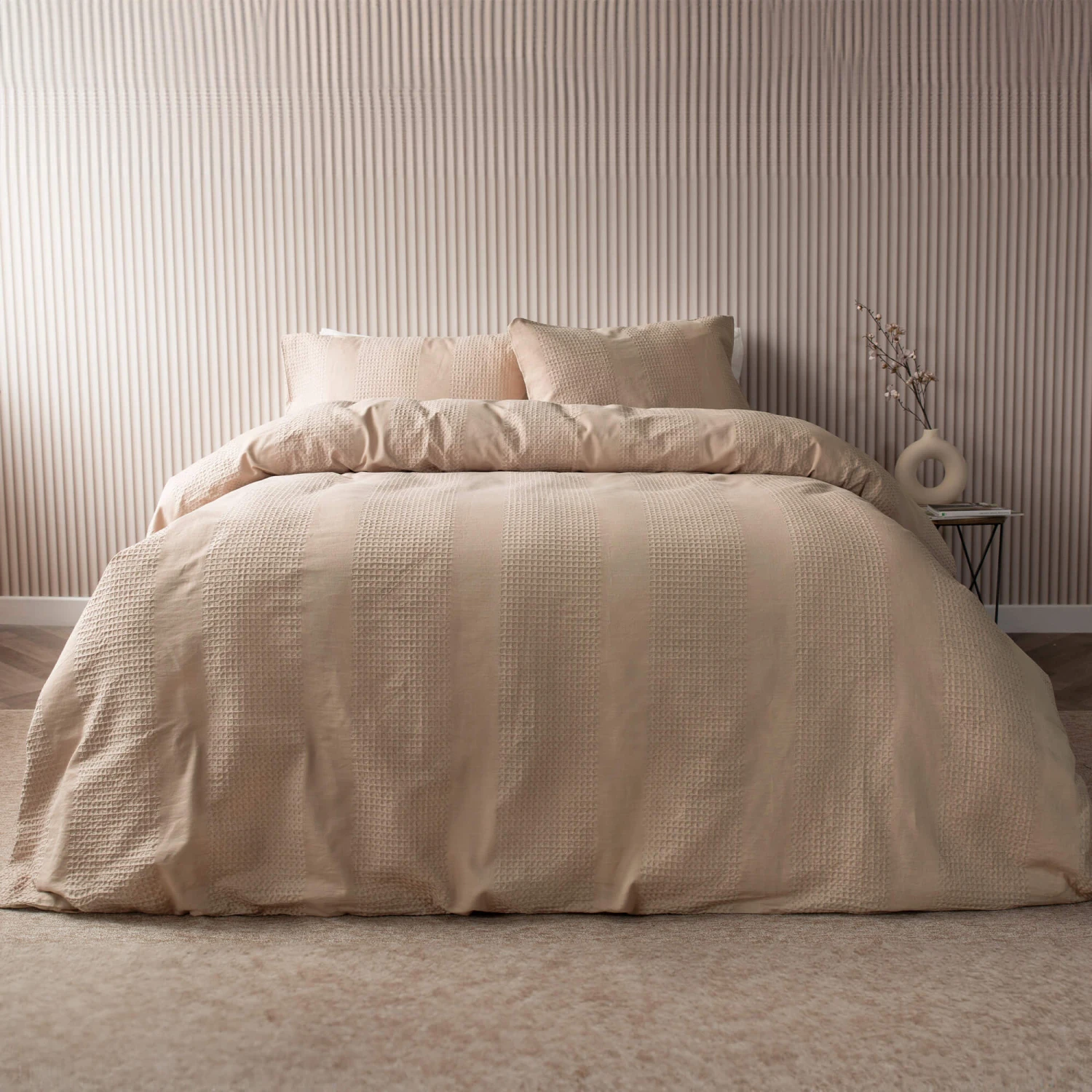 Belledorm Waffle Stripe Latte Single Duvet Set 3 Belledorm Waffle Stripe Latte Single Duvet Set