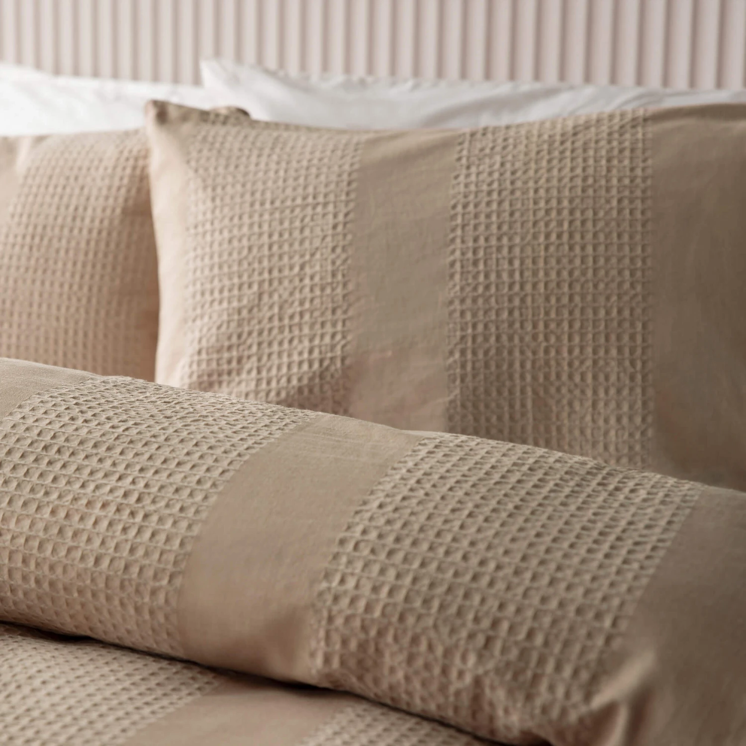Belledorm Waffle Stripe Latte Superking Duvet Set 4 Belledorm Waffle Stripe Latte Superking Duvet Set - Image 2