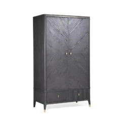 Davina Ebony 2 Door 2 Drawer Wardrobe With Gold Handles