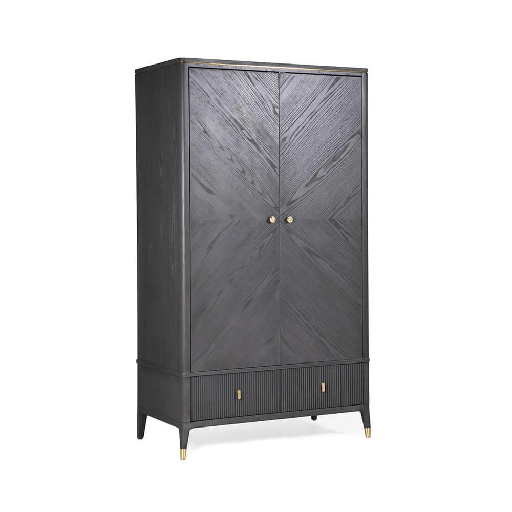 Davina Ebony 2 Door 2 Drawer Wardrobe With Gold Handles 3 Davina Ebony 2 Door 2 Drawer Wardrobe With Gold Handles