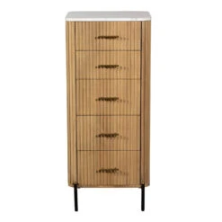 Rochelle Mango Wood & Marble 5 Drawer Tall Chest -Housing Units Store fb33b7516dcb2a1ecaeb545e12cbe296